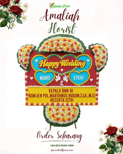 Karangan Papan Bunga Pernikahan di Sawangan Baru